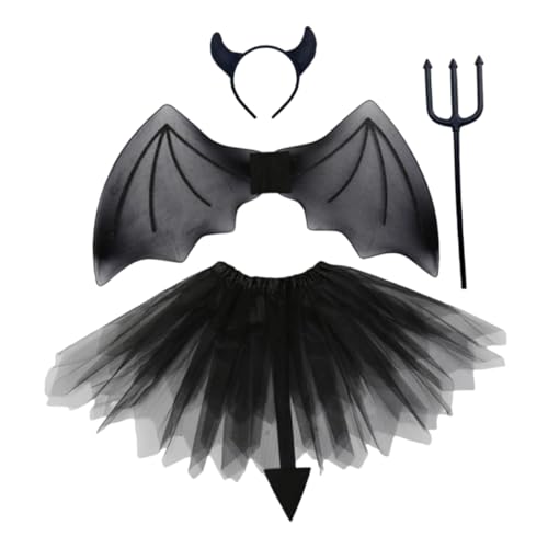 DEARMAMY 1 Satz Dämonen flügel Set pelziges Kostüm Fallout-Kostüm halloween dekoration halloween kinderparty röcke Make-up-Set Performance-Kostüm für Halloween-Teufelskostüm Plastik von DEARMAMY