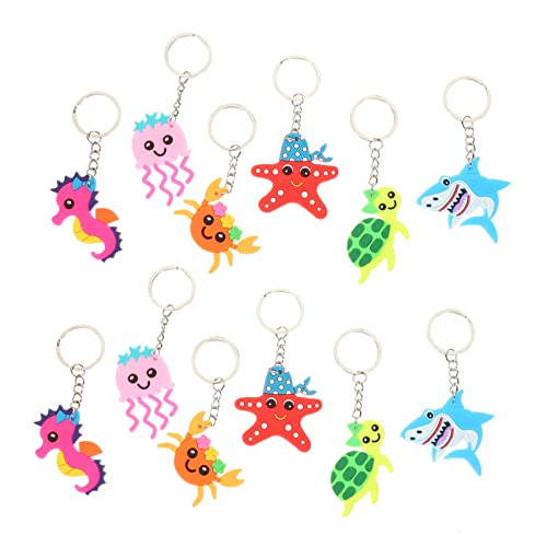 DEARMAMY 1 Satz Hai Schlüsselanhänger Perlen Bausatz Fisch Schlüsselbund Figuren Plüsch Schlüsselanhänger Tiere Dekorationen Aquarium Seepferdchen Zubehör Tank Auto Pvc 12st von DEARMAMY
