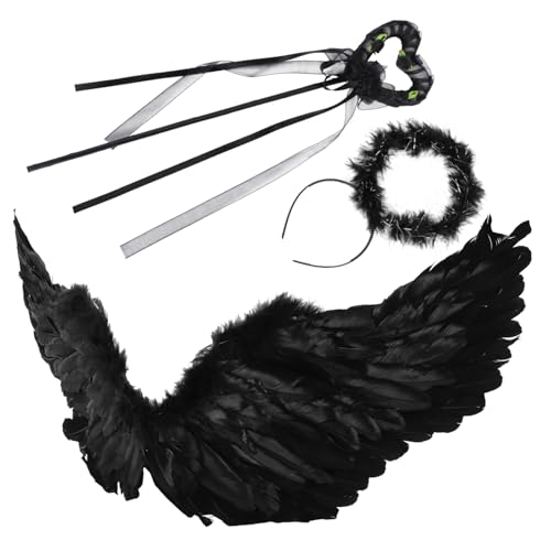 DEARMAMY 1 Satz Halloween-Kleider Spinne Kostüm Flügel Dinosaurier Ankleiden kinderkostum halloween costume halloween Halloween-Partykleid Halloween-Teufelskleidung Feder Black von DEARMAMY