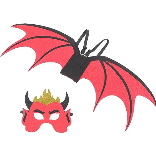 DEARMAMY 1 Satz Halloween-Teufelsflügel-Maskenset für Halloween-Teufelskostüm Stirnband aus Teufelshorn Halloween Kostümset für Halloween Kostümzubehör für Teufel Vlies DEARMAMY 1 Satz Halloween-Teufelsflügel-Maskenset für Halloween-Teufelskostüm Stirnband aus Teufelshorn Halloween Kostümset für Halloween Kostümzubehör für Teufel Vlies von DEARMAMY