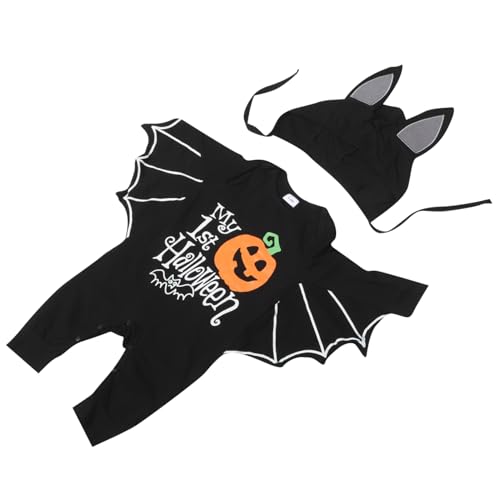DEARMAMY 1 Satz Halloween- -haremsanzug Mit Fledermaus-anzug Neugeborenes Ammer Mädchen Windeln Spucktücher Unterhemden Junge Kostüm Trimmer Hausschuhe Babyanzug Babymütze Stoff von DEARMAMY