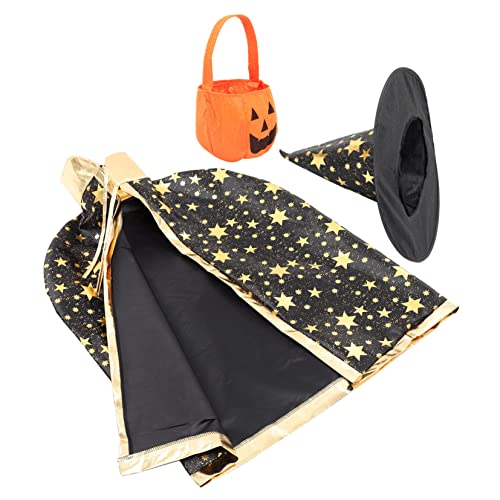 DEARMAMY 1 Satz Halloween-umhang Poncho Mit Kapuze Anzug Für Kinderzauberer Verkleiden Sich Zaubererumhang Mit Hut Cosplay-umhang Für Kapuzenumhang Schlag Vlies Black von DEARMAMY