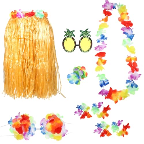 DEARMAMY 1 Set Hawaiianischer Strandurlaub-strohrock Tropische Luau-partykostüme Mit Grasröcken Und Hawaii-halskette Perfekt Für Hawaii-themenveranstaltungen DEARMAMY 1 Set Hawaiianischer Strandurlaub-strohrock Tropische Luau-partykostüme Mit Grasröcken Und Hawaii-halskette Perfekt Für Hawaii-themenveranstaltungen von DEARMAMY