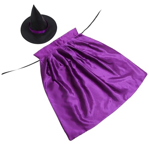 DEARMAMY 1 Satz Kappe Halloweenkostüm Hexenumhang Für Kleinkinder Maske Roter Umhang Halloween-kostüme Für Neugeborene Im Freien Girlande Mantel Halloween-zaubererhut Schleife Violett von DEARMAMY
