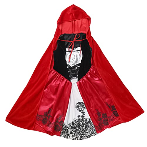DEARMAMY 1 Satz Kinderkostüm Rotkäppchen Kostüm Maskerade-kleidung Roter Umhang Rotkäppchen Mädchen Reithaubenkostüm Halloween-kostüm Für Satin von DEARMAMY