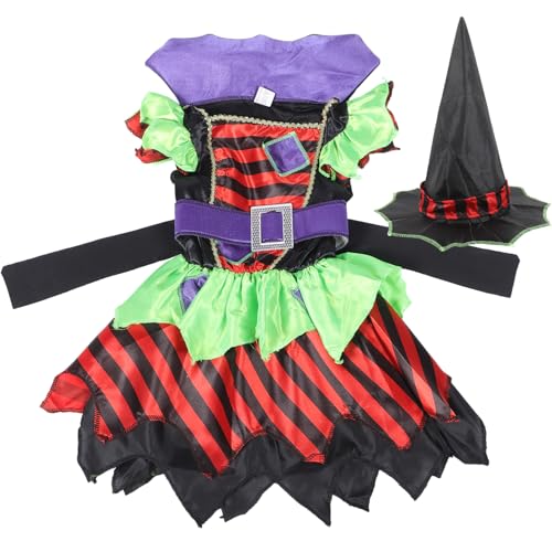 DEARMAMY 1 Satz Kleid Teufelsrock Hexerei kleiner Hexenbesen Mädchendekoration Vampirrock Gothic Hexenkostüm Halloween-Hexen-Outfit Party Gefälligkeiten Hexenoutfit für Polyester von DEARMAMY