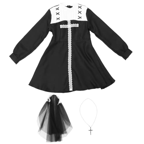 DEARMAMY Kostümparty Für Erwachsene Nonnenkleidung Für Frauen Stirnband Und Kreuz-halskette Halloween- Schwarz Xl von DEARMAMY