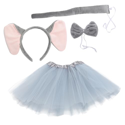 DEARMAMY 1 Satz Kostümset Elefantenohren mit Schleife und Tüllrock Teiliges Set für Halloween Karneval und Tier Anziehpartys Leicht und Wiederverwendbar für Haartypen Geeignet von DEARMAMY