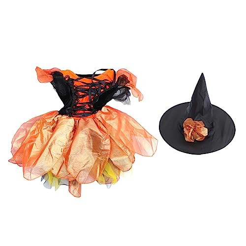DEARMAMY 1 Satz Mädchen Kleiden Sich Hexenkostüm Mädchen Cosplay Kostüme Outfits Für Mädchen Halloween-party-outfit Kleidung Halloween-kostüm Verkleiden Polyester Orange von DEARMAMY