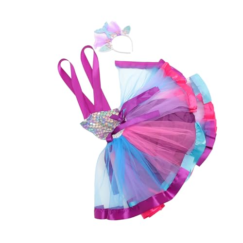 DEARMAMY Entzückendes Meerjungfrau-tutu-kleid Für Jungen Und Mädchen Party-outfit Ärmelloses Mädchenkleid Haarband-set Weihnachtskostüme von DEARMAMY