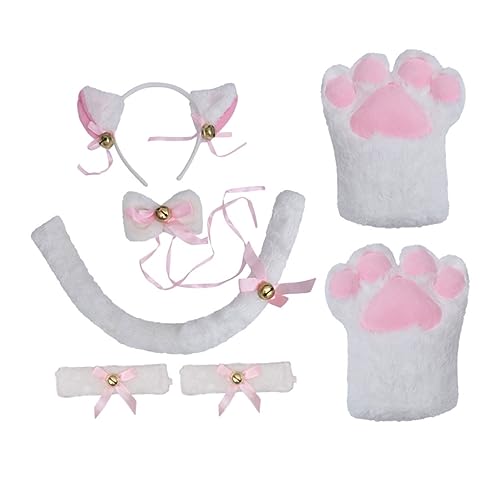 DEARMAMY 1 Satz Stirnband Mit Katzenohren Katzenhandschuh Hund Kostüme Stirnband Und Spielzeugtiere Kostümset Für Katzenohren Hoodies Nase Maske Cat-noir-kostüm Stoff Weiß DEARMAMY 1 Satz Stirnband Mit Katzenohren Katzenhandschuh Hund Kostüme Stirnband Und Spielzeugtiere Kostümset Für Katzenohren Hoodies Nase Maske Cat-noir-kostüm Stoff Weiß von DEARMAMY