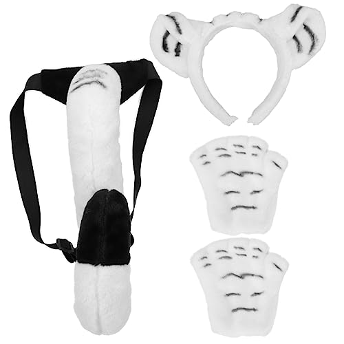 DEARMAMY 1 Satz Tiger-stirnband-set Ratte Skelettkostüm Für Tigerkostüm Bausatz Tigerohr Halloween-kostüme Für Tragen Leopard Tigerhut Kinderkostüm Weiß Stoff von DEARMAMY