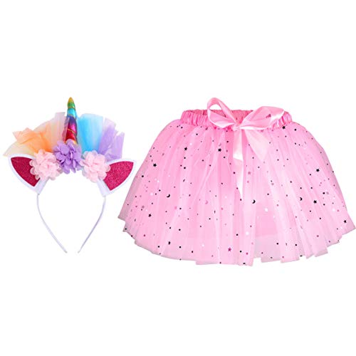 DEARMAMY Tutu-rock Für Kinder Mädchenkostüm Mit Stirnband Weiches Tüllrock-set Partyrock Cosplay-rock von DEARMAMY