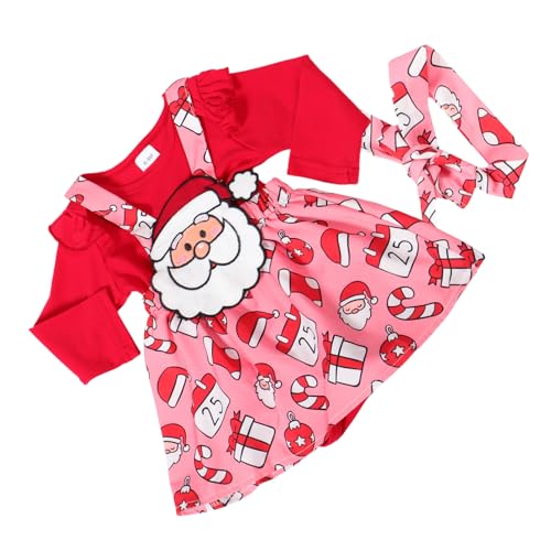 DEARMAMY 1 Satz Weihnachtsanzug Neugeborenes Weihnachts-Overall für Kleinkinder weihnachtsgeschenk Herbstliches Weihnachtskleid für Kleinkinder Babykostüm Baumwolle rot von DEARMAMY