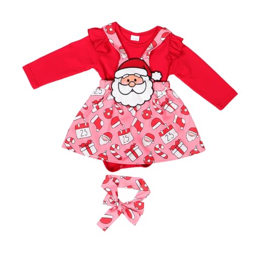 DEARMAMY 1 Satz Weihnachtsanzug Strampler Mit Langen Ärmeln Weihnachts-overall Für Kleinkinder Kleines Mädchen Herbstoutfit Für Kleinkinder Herbstoutfit Für Babymädchen Baumwolle Rot von DEARMAMY