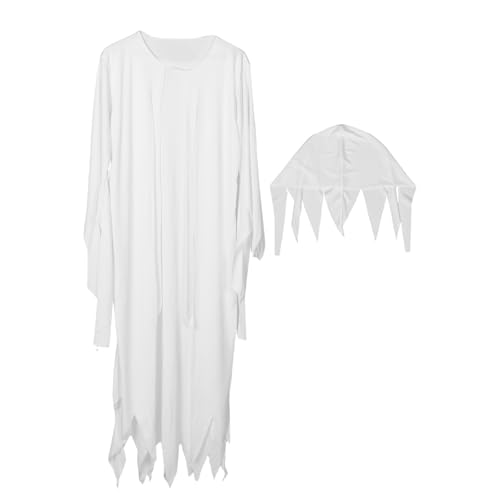 DEARMAMY 1 Satz Weißes Halloween Outfit für Erwachsene Gruseliges Cosplay für Rollenspiele Bühnenaufführungen von DEARMAMY