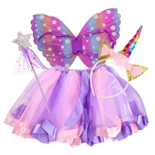 DEARMAMY Mädchen Tutu Kostüm Set Regenbogen Tüllrock Feenflügel Stirnband Prinzessin Partykleid Für Kinder DEARMAMY Mädchen Tutu Kostüm Set Regenbogen Tüllrock Feenflügel Stirnband Prinzessin Partykleid Für Kinder von DEARMAMY