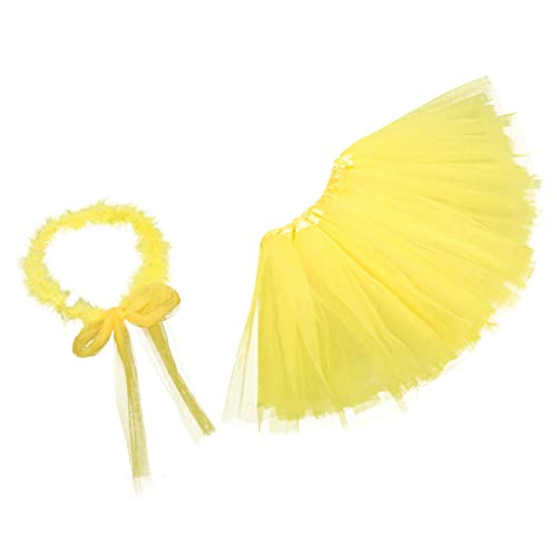 DEARMAMY 1 Satz verkleiden sich Kleidung Halloween-Tags Party halloween costume halloween kleidung -Cosplay-Rock mit Stirnband Performance-Kleidung für Plastik Yellow von DEARMAMY