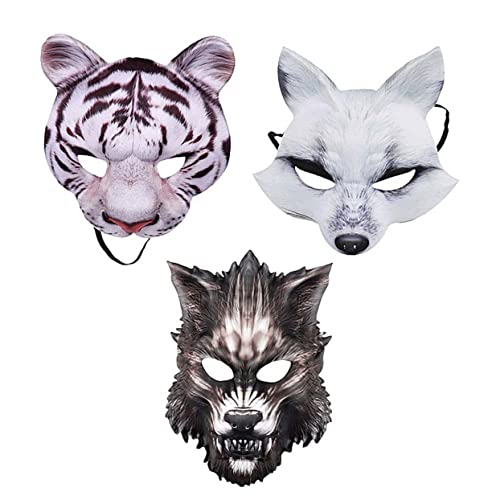 DEARMAMY 1 Set 3 Teilige Halloween Fuchsmaske 3Er Set Wolfsmaske Tigermaske Halloween Requisiten Halloween Maske Tiermasken Halloween Zubehör Maske Für Halloween Weiß Eva DEARMAMY 1 Set 3 Teilige Halloween Fuchsmaske 3Er Set Wolfsmaske Tigermaske Halloween Requisiten Halloween Maske Tiermasken Halloween Zubehör Maske Für Halloween Weiß Eva von DEARMAMY