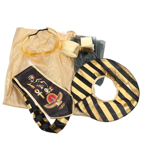 DEARMAMY 1 Set Ägyptisches Cosplay-outfit Für Kinder: Leicht Zu Tragendes Verkleidungsoutfit Mit Kragen, Armband Und Stirnband – Für Halloween-partys, Rollenspiele, Größe M (110–120 Cm) von DEARMAMY