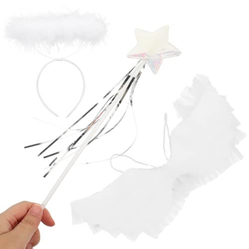 DEARMAMY 1 Set Engel Cosplay Tutu Outfit Mädchen Funkelnde Flügel Fee Figur Rave Marienkäfer Fotoshooting Kaninchen Kostüm Frauen Kleid Stirnband Party Zubehör Weiß von DEARMAMY