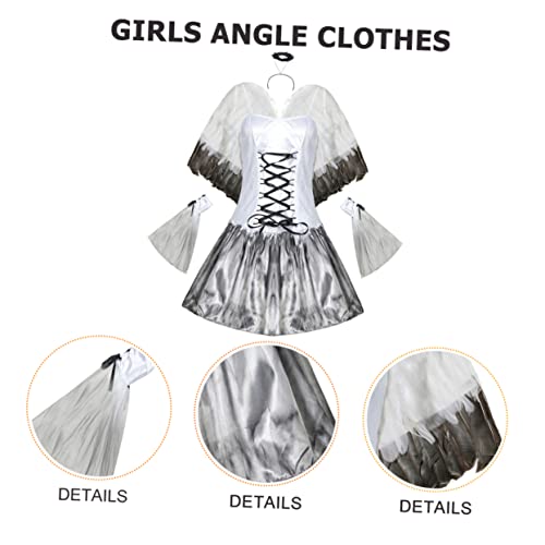 DEARMAMY 1 Set Engel Mädchen Kleidung Halloween Cosplay Halloween Kleid Halloween Kostüme Kleidung Outfits Für Mädchen Show Kostüm Halloween Mädchen Kostüm Maskerade Kostüm Weiß Polyester von DEARMAMY