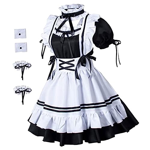 DEARMAMY Dienstmädchen- Damen 1 Set Halloween Cosplay Dienstmädchen Kostü Mit Schürze Armbändern Fußbändern Kostümpartys Halloween Feiern DEARMAMY Dienstmädchen- Damen 1 Set Halloween Cosplay Dienstmädchen Kostü Mit Schürze Armbändern Fußbändern Kostümpartys Halloween Feiern von DEARMAMY