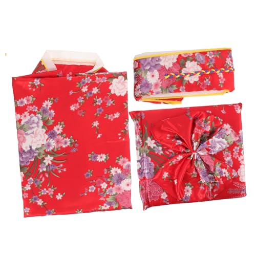 DEARMAMY Kimono Für Jungen Und Mädchen Traditioneller Japanischer Kimono Rotes Muster 130 Cm Bequem Und Leicht Zu Tragen von DEARMAMY