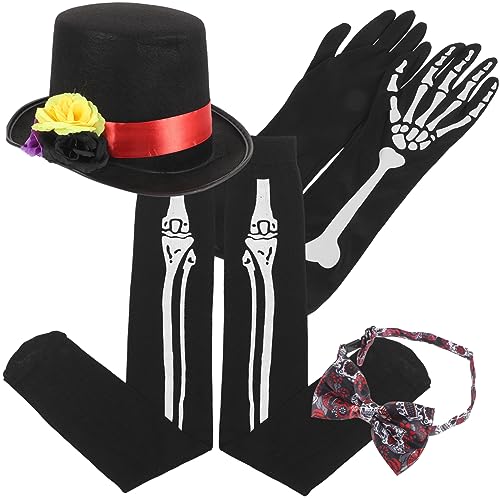 DEARMAMY 1 Set Performance Hut Krawatte Halloween Handschuhe Partyzubehör Halloween Cosplay Set von DEARMAMY