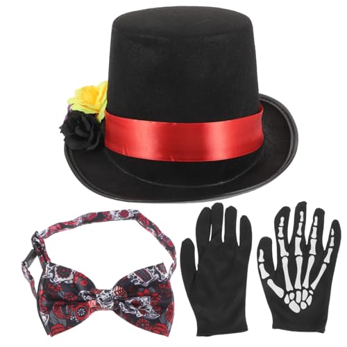 DEARMAMY 1 Set Performance Hut Krawatte Halloween Handschuhe Partyzubehör Halloween Cosplay Set von DEARMAMY