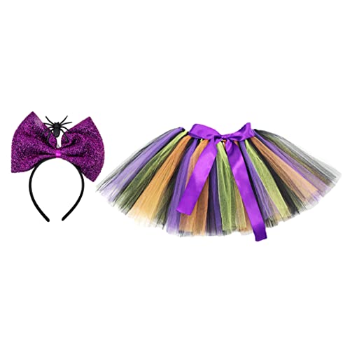 DEARMAMY 1 Set Set Halloween Tutu Rock Halloween Kostüm Outfit Halloween Party Spinne Schleife Stirnband Mädchen Cosplay Outfit Xxx Korallenständer Mooning Schnullerclip Kleine Mädchen von DEARMAMY