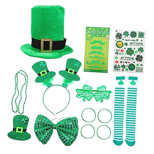 DEARMAMY 1 Set St Patrick'S Day Stirnband Stirnbänder Brille Bekleidung Kostüme Hüte Hut Partyzubehör St Patrick'S Day Stirnband St Patrick'S Day Dekoration Requisite von DEARMAMY