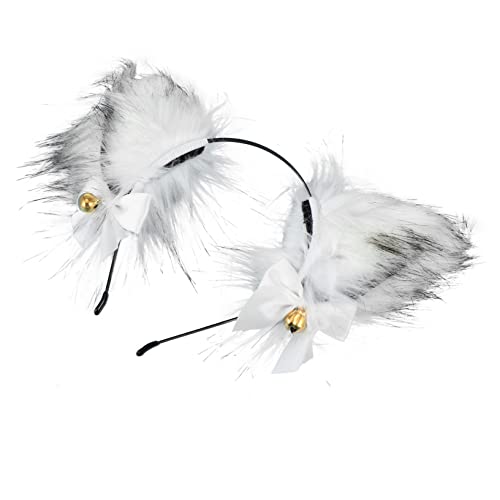 DEARMAMY Füchsohren Haarband für Damen Plüsch Cosplay Kopfschmuck Maskerade Stirnband für Partys Festivals und Halloween Fotografie Accessoire mit Glocken von DEARMAMY