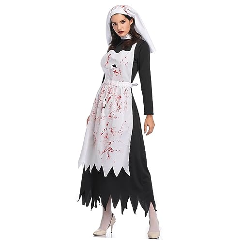DEARMAMY 1 Stück Horror Nonne Kostüm halloween costume halloween kleidung costume de halloween Halloween-Outfit halloween clothes Halloween-Party-Requisiten schreckliches Halloween-Kostüm von DEARMAMY