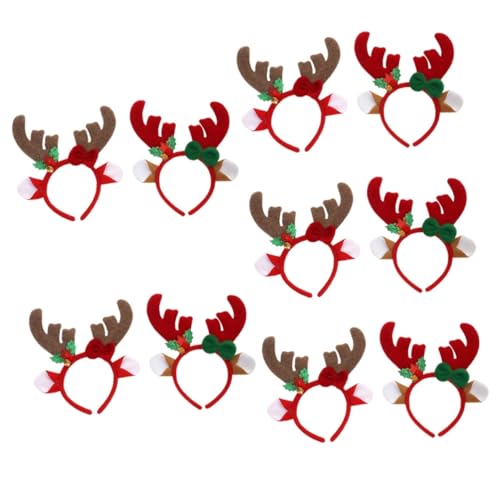 DEARMAMY 10 Stck. Weihnachtliche Rentiergeweih Haarreife Teilig mit Glocken und Schleifen Kuscheliges Design Vielseitiges Party und Cosplay Zubehör für Damen und Mädchen von DEARMAMY