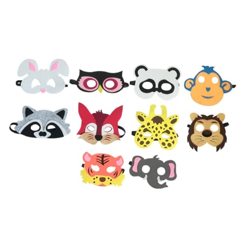 DEARMAMY 10 Stück Filzbrillenmaske Für Halloween Formmaske Tanzpartymaske Tiermasken Maske Für Festival Geburtstagsparty Zubehör Cosplay Maske Halloween Maske von DEARMAMY