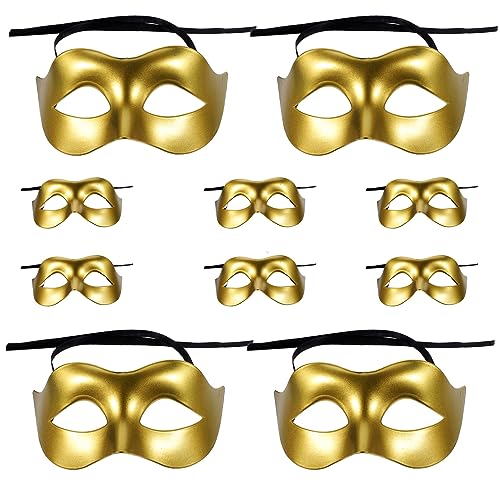 DEARMAMY 10 Stücke Maskenball Masken Kunststoff Goldene Cosplay Maske Maskerade Kunststoff Maske Kostüme von DEARMAMY
