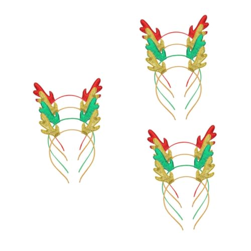 DEARMAMY 12 Stck. Teiliges Weihnachts Haarband mit Rentier Geweih Leichte Damen Haarschmuck Accessoires in Rot Grün Gold und Silber Komfortabel Langlebig für Festtage von DEARMAMY
