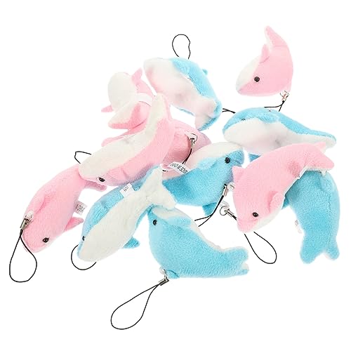 DEARMAMY 12 Stück Handlicher Schlüsselanhänger Mini-Kuscheltiere Plüschspielzeug Gastgeschenke für Delfine Tasche süße Delphinpuppe Lanyards Schlüsselkette Schlüssel liefern PP Baumwolle von DEARMAMY