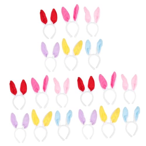 DEARMAMY 18 Stck Teiliges Hasenohren Haarreif Bunte Party Haarschmuck Osterfest Karneval Cosplay Stirnband für Erwachsene von DEARMAMY