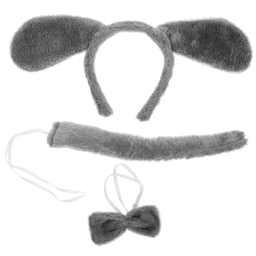 DEARMAMY 1Satz Teiliges Welpen Cosplay Kostüm Mit Hundeohren Stirnband Und Fliege Für Karneval Mottoparty Und Halloween Graue Hundekostüm Requisiten Für Erwachsene von DEARMAMY