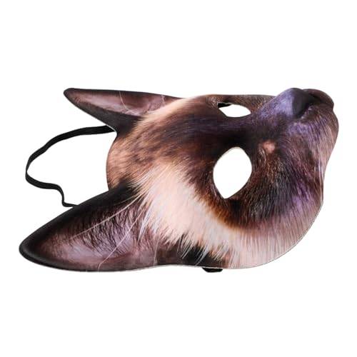 DEARMAMY Kostüm Maskerade Katze Maske Für Halloween Karneval Bankett Unisex Siamkatze Stil von DEARMAMY