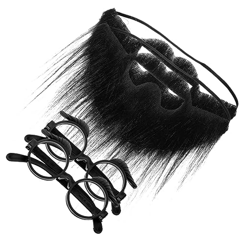 DEARMAMY 2 Sätze Bart Requisiten begeisterte Kette Schlagkraft Rave - Accessoires Festival Retro schnapsgläser realistischer Bart falscher Schnurrbart und Brille Plüsch Black DEARMAMY 2 Sätze Bart Requisiten begeisterte Kette Schlagkraft Rave - Accessoires Festival Retro schnapsgläser realistischer Bart falscher Schnurrbart und Brille Plüsch Black von DEARMAMY