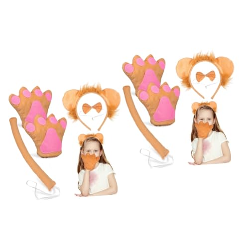 DEARMAMY 2 Sätze Löwen-Stirnband Kostüm Halloween -Kostüm Löwenkostüme Löwen-Kostümzubehör Wolf halloween costume halloween kleidung Kopfschmuck mit Tierhandschuhe Stoff von DEARMAMY