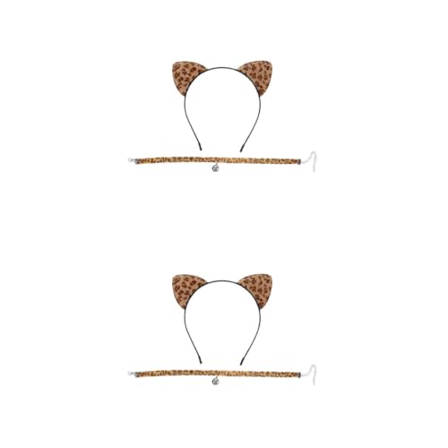 DEARMAMY 2 Sätze Stirnband mit Katzenohren dekorative Party-Requisite Ohren Stirnband Stirnbänder mit Katzenohren Stirnband zum Modellieren von Katzenohren Kostüm Stirnband Stoff Leopard von DEARMAMY