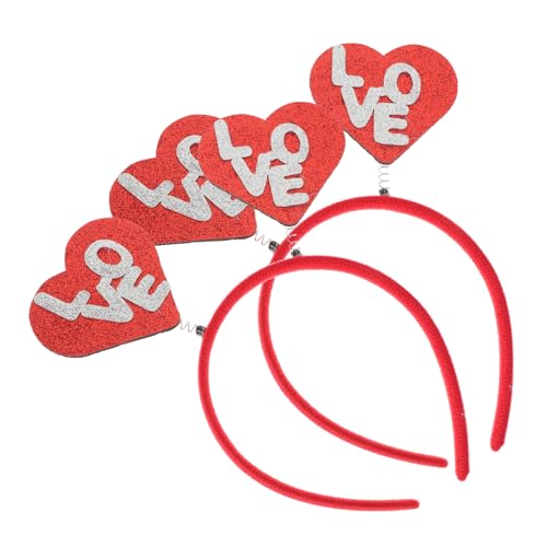 DEARMAMY 2 Stck Herzförmiges Stirnband Valentinstag Haarreif für Damen Mädchen Partyfoto Requisite Festliche Kopfbedeckung von DEARMAMY