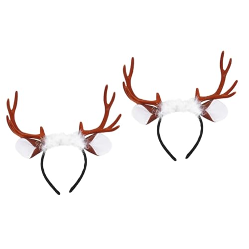 DEARMAMY 2 Stck. Weihnachts Stirnband mit Rentiergeweih Haarreif Festliches Xmas Headpiece Cosplay Haarschmuck für Weihnachtsfeier und Kostüm von DEARMAMY