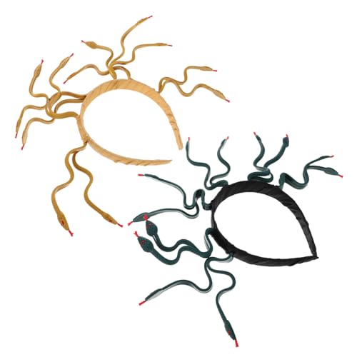 DEARMAMY 2 Stück Ägyptischer -kopfschmuck Halloween Stirnband Medusa-haarschmuck Schlangen-gothic-haarschmuck Schlangenstirnbandgrün Medusa-schlangen-stirnband Schlange Tiara Plastik von DEARMAMY