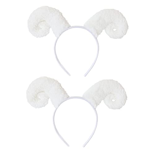DEARMAMY 2 Stück Cartoon Plüsch Haarband mit Schafhörnern Lustiger Party Kopfschmuck für Kinder und Erwachsene für Cosplay und Fotoshootings von DEARMAMY