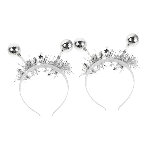 DEARMAMY 2 Stück Disco Ball Stirnband Haargummis Für Die Silvesterparty Festliche Haarbänder Stirnbänder Für Die Silvesterparty -stirnbänder Karnevalsball Stirnband Silver Plastik von DEARMAMY